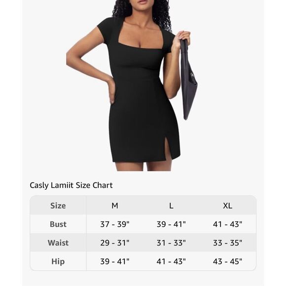 NEW Square Neck Y2K Club Side Slit Stretchy Mini Dress XS - Picture 3 of 6